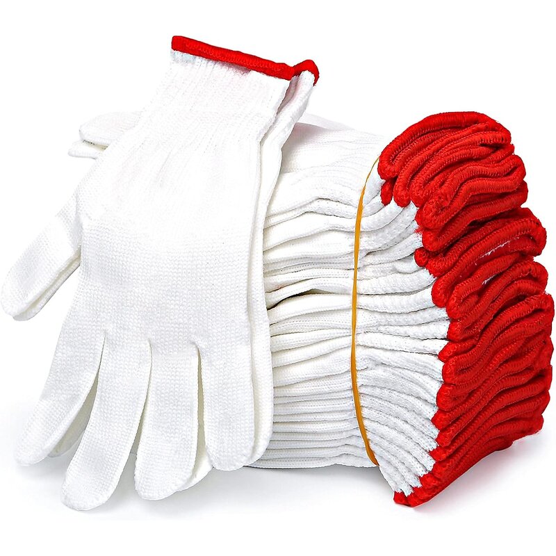 Nylon Work Gloves Manufacturer - Red+White Wear-Resistant Labor Hand Protection Safety Gloves