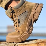 Safety Chelsea Boots Manufacturer - Men's Winter Nubuck Leather Steel Toe Hiking Work Shoes