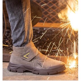 Welding Safety Boots Manufacturer - New Labor Insurance Anti-smashing Stab-proof Cowhide High Temp Shoes