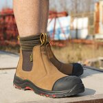 Leather Work Shoes Manufacturer - Men's Steel Toe Waterproof Synthetic Upper Rubber Insole All Seasons