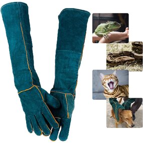 Animal Handling Gloves Manufacturer - Bite Proof Double Leather Padding for Cat Dog Snake Reptile