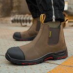 Slip on Safety Shoes Manufacturer - Wholesale Non-Laced Leather Plastic Toe Kevlar Work Boots