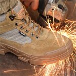 Safety Chelsea Boots Manufacturer - Men's Winter Nubuck Leather Steel Toe Hiking Work Shoes