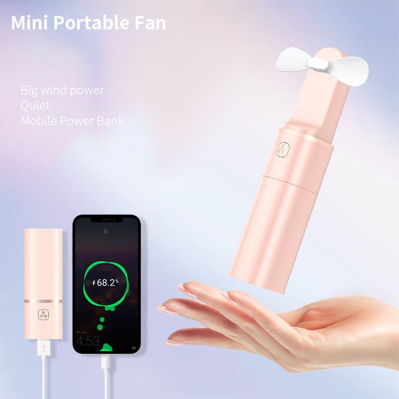 Hand Held Fan Manufacturer - Custom USB Charging Rechargeable Mini Outdoor Lithium Power Bank Fan