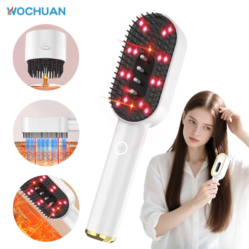 Hair Massage Comb Manufacturer - 2025 Electric Vibration Red Light Therapy Rechargeable Shampoo Comb