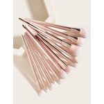 Makeup Brush Set Manufacturer - Rose Gold Vegan Custom Private Label 12pcs Eyelash Eye Fan Brush Natural Hair Metal