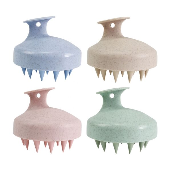 Shampoo Brush Manufacturer - Private Logo Wheat Straw Hair Brush with Soft Silicone Scalp Massager Scalp Care