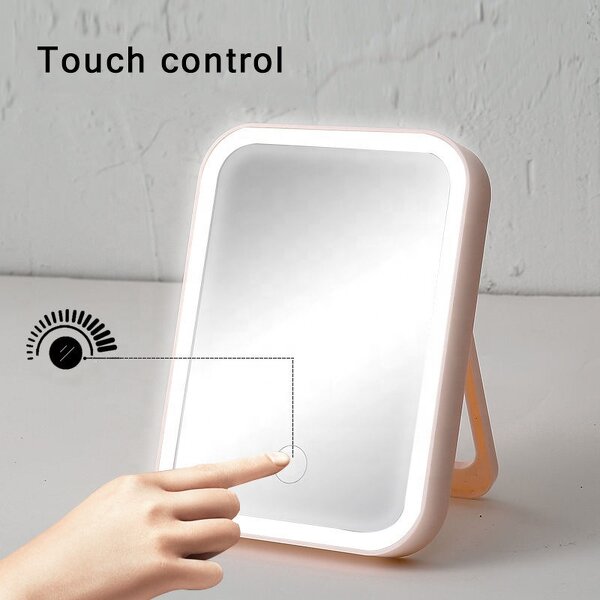 Makeup Mirror Manufacturer - Portable Desktop Rectangle Table Folding Cosmetic Custom Logo Lighted LED