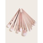 Makeup Brush Set Manufacturer - Rose Gold Vegan Custom Private Label 12pcs Eyelash Eye Fan Brush Natural Hair Metal