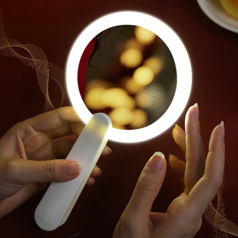 Makeup Mirror Manufacturer - OEM Handheld LED Light Wholesale Low MOQ Custom LOGO Plastic Travel Portable