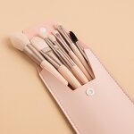 Makeup Brush Set Manufacturer - Hot Sale 8 Pcs Natural Custom Private Label Red Pink Blue Mini Travel Angle Portable
