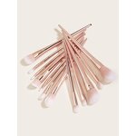 Makeup Brush Set Manufacturer - Rose Gold Vegan Custom Private Label 12pcs Eyelash Eye Fan Brush Natural Hair Metal