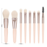 Makeup Brush Set Manufacturer - Hot Sale 8 Pcs Natural Custom Private Label Red Pink Blue Mini Travel Angle Portable