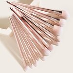 Makeup Brush Set Manufacturer - Rose Gold Vegan Custom Private Label 12pcs Eyelash Eye Fan Brush Natural Hair Metal