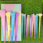 Makeup Brush Set Manufacturer - 17 Pcs Colourful Premium Gift Synthetic Kabuki Foundation Blending Face Powder Blush Rainbow