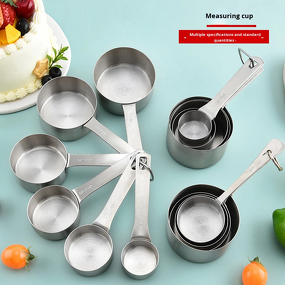 Measuring Spoons Cups Set Manufacturer - 430 Stainless Steel 6-Piece Kitchen Baking Tools with Scale