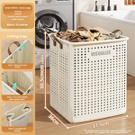 Wheeled Laundry Basket Manufacturer - Large Foldable Faux Leather Portable Bathroom Balcony Storage Bin