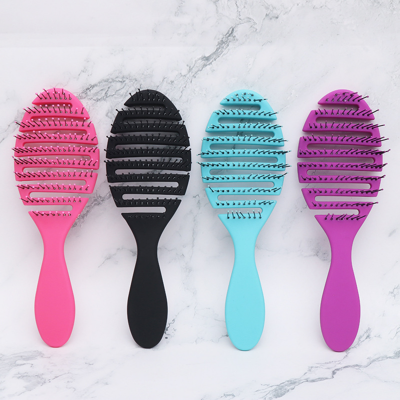 Scalp Massage Comb Manufacturer - Plastic Ribs Hollow-out Fluffy Wet/Dry Dual-use High Crown Hairstyle Tool