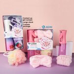 Spa Bath Tool Gift Set Manufacturer - Custom Body Shower Sponge Washband Wristband Hair Claw Mist Sprayer Bottle