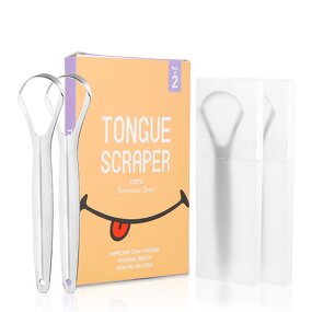 Tongue Scraper Set Manufacturer - Best Premium Stainless Steel 2 Pack Cleaner Tool With Travel Case for Adults