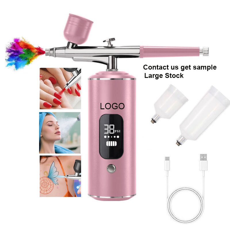 Airbrush Compressor Machine Manufacturer - Portable Smart LCD Screen Cordless Auto Rechargeable Nail Art Paint Makeup Spray Gun
