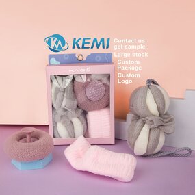 Bath Spa Gift Set Manufacturer - Custom Round Mesh Loofah Sponge Ball Exfoliating Scrubber Makeup Headband