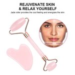 Jade Roller Gua Sha Set Manufacturer - 100% Natural Jade Stone Face Roller Pink Rose Quartz Massage Guasha Facial Beauty Tools