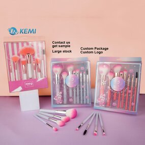 Makeup Brush Set Manufacturer - Custom Gift Box Soft Synthetic Hair Natural Liquid Glitter Handle Facial Foundation Cosmetic Tools