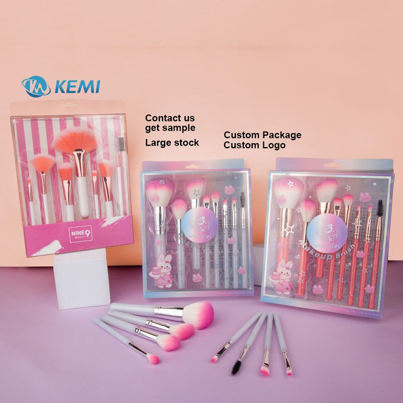 Makeup Brush Set Manufacturer - Custom Gift Box Soft Synthetic Hair Natural Liquid Glitter Handle Facial Foundation Cosmetic Tools