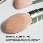 Makeup Brush Set Manufacturer - Professional 10pcs Wooden Handle Soft Synthetic Fiber Face Eye Foundation Blush Tool with Bag