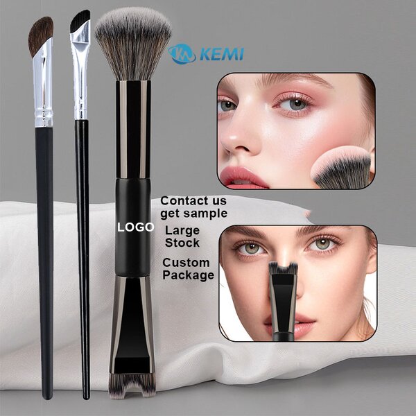 Nose Contour Brush Manufacturer - 2 in 1 Dual End U-Shaped Fluffy Vegan Synthetic Hair Face Foundation Blush Highlighting Brush