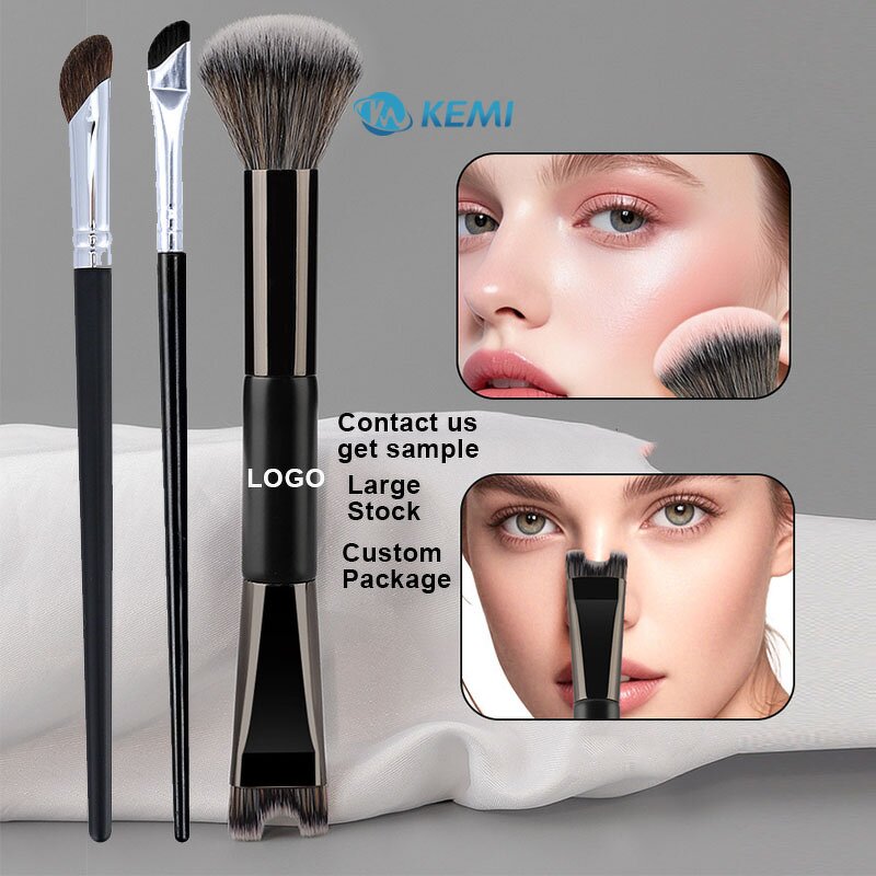Nose Contour Brush Manufacturer - 2 in 1 Dual End U-Shaped Fluffy Vegan Synthetic Hair Face Foundation Blush Highlighting Brush