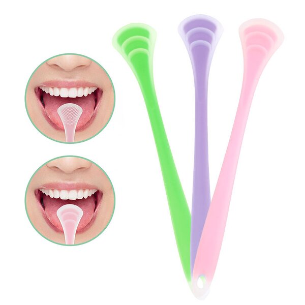 Tongue Scraper Brush Manufacturer - Portable 2 in 1 Silicone Non-Synthetic Oral Hygiene Care Tool Cleaning Tongue Spatula