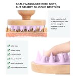 Shampoo Scalp Massager Manufacturer - Hot Selling Wooden Handle Soft Silicone Bristles Wet Dry Mini Hair Brushes Exfoliator