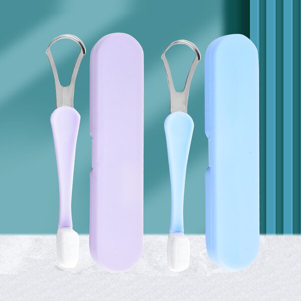 Tongue Cleaner Manufacturer - Custom Logo 2 in 1 Dual Head Healthy Oral Care Tool Adults Kids With Soft Bristles Toothbrush