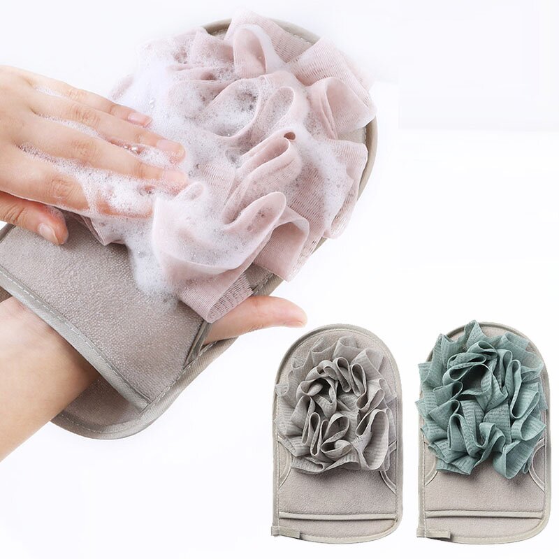 Bath Exfoliating Gloves Manufacturer - Wholesale 2 in 1 Mesh Mitt Dead Skin Removal Brush for Men Women