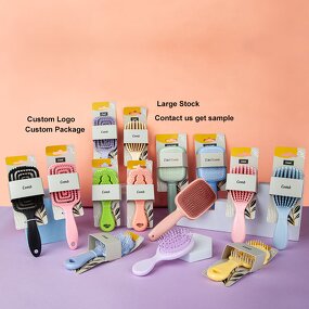 Detangle Hair Comb Manufacturer - Custom Logo Wet Dry Curved Vent Self-Cleaning Brush for Curly Hair Detangling