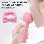 Facial Cleansing Brush Set Manufacturer - Best 2-in-1 Manual Vibrating Silicone and Headband Portable Deep Pore Exfoliating Brush