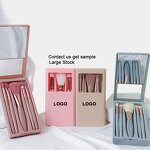 Travel Makeup Brush Set Manufacturer - Hot Selling 5pcs Mini Ultra Soft Synthetic Cosmetic Brushes with Mirror Case