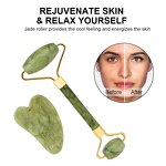Jade Roller Gua Sha Set Manufacturer - Custom Logo 100% Natural Jade Stone Face Massage Roller for Skin Lifting