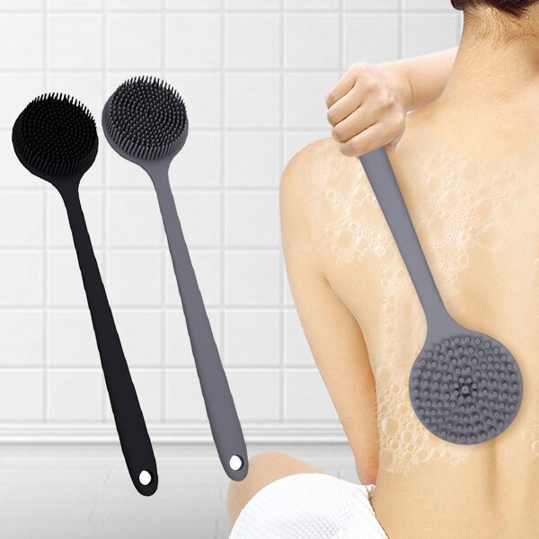 Silicone Bath Brush Manufacturer - Multifunctional Rub Massage Soft Bristles Shower Back Body Scrub With Long Handle