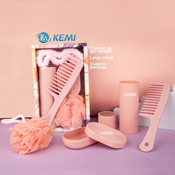 Bath Accessory Set Manufacturer - Custom Gift Box Loofah Sponge Brush Comb Coral Fleece Headbands Spa Cleaning Tool