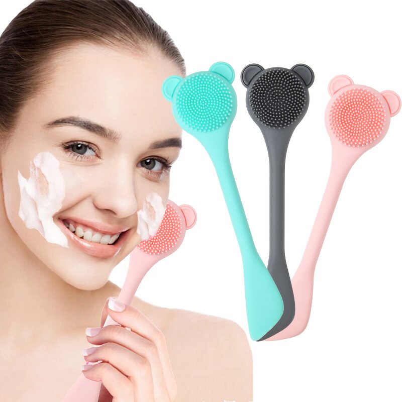 Facial Cleaning Scrubber Manufacturer - Custom Korean Waterproof 2 in 1 Silicone Face Mask Brush Deep Pore Exfoliating Cleaner
