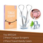 Tongue Scraper Set Manufacturer - Best Premium Stainless Steel 2 Pack Cleaner Tool With Travel Case for Adults