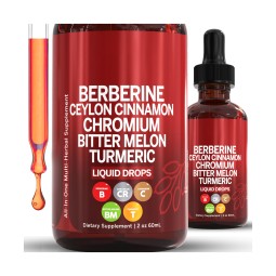 In Stock Ceylon Cinnamon Berberine Drops ALL in ONE Bitter Melon Extract Chromium Turmeric Liquid Drops