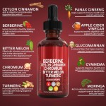 In Stock Ceylon Cinnamon Berberine Drops ALL in ONE Bitter Melon Extract Chromium Turmeric Liquid Drops