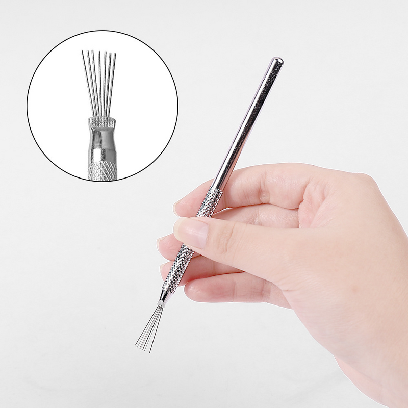 Nail Painting Tool Manufacturer - Stainless Steel Silver 7 Pin Liner Pen Dotting Brush Handle Gel Tool