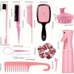 Scalp Massager Set Manufacturer - Beauty Salon Hair Care 12pcs Stainless Steel Detangling Brush with Scrunchies