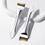 Makeup Brush Manufacturer - Double-head Professional Electroplated Handle Durable Foundation Silver Flat Ultra-Thin