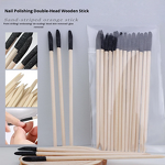 Nail Art Tool Manufacturer - Multi-Functional Double-Headed Solid Orange Wood Stick with Black Sand